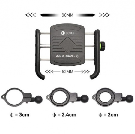 Мото держатель с зарядным устройством R9 USB QC